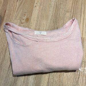 Anthro Light Pink Crewneck Top - Soft Pastel Tee